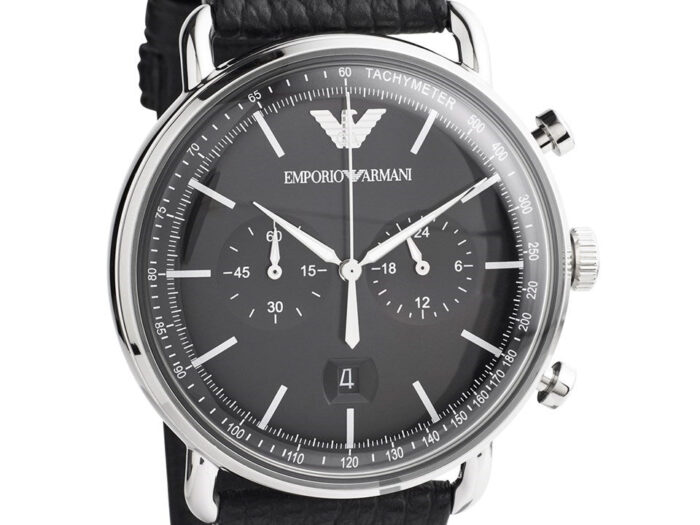 Emporio Armani Aviator Chronograph Black Dial Black Leather Strap Watch For Men - AR11143 - Image 3
